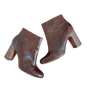 Madewell The Sutton Burgundy Leather Heeled Booties Size 7